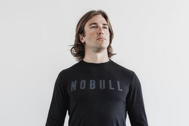 Nobull Men's Long Sleeves Black | Australia (IF0912)